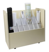 21 Compartment Mobile Wood Roll File.