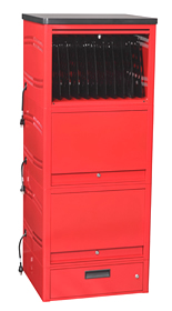LapTop Depot Tower™ is built to store, secure, and charge laptops in a permanent setting.
