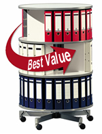 32" Diameter Spin-N-File Binders Carousel, entire unit turns in a full rotation.