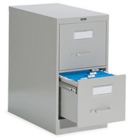 2-drawer vertical filing cabinet.