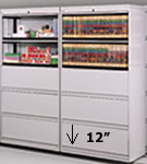 5-High 12" Receding Door Fixed Shelves Elite Cabinets.