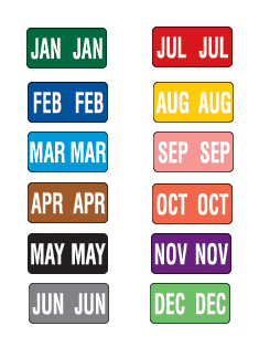 Month labels color chart.