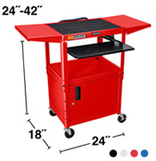 Adjustable Height Locking Cabinet Cart With Drop Leaf And Pullout.