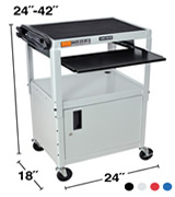 24" Wide Locking Cabinet Cart with Keyboard Pullout.