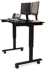 48" Wide Black Frame & Black Oak Top Stand Up Desk.