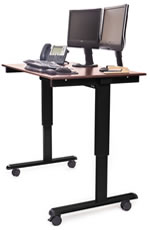 48" Wide Black Frame and Dark Walnut Top Stand Up Desk.