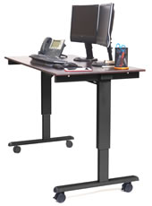 60" Wide Black Frame and Dark Walnut Top Stand Up Desk.