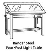 Ranger Steel Four-Post Light Tables.