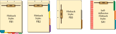 Filebacks allow addition and removal of documents by section with factory-installed clip on each fileback.