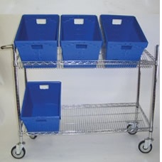 Mobile bulk tub carts.