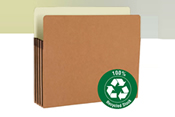 Manage bulky records with sturdy file pockets that expand up to 5-1/4". Made of 100% recycled material.