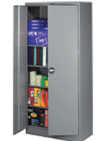 Standard Office Supplies Storage Cabinets with Recessed Handles.