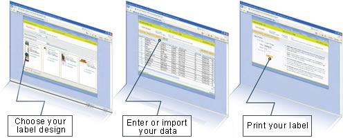 Choose your design, enter or import your data and print your label.