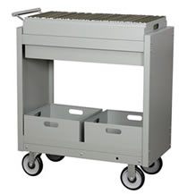 Mobil cart with double lower package bins.