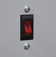 Lighted power supply switch indicates power status.