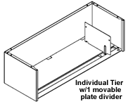 Create Your Own Shelving, Individual Tier with 1 movable plate divider.