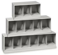 Stackable tiers shelving unit.