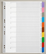Blank Colored Index Tabs 10 Tab Set.