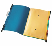 Six colored dividers organize your documents within the folder.
