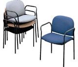 Stackable multi-purpose chair has contemporary style arms and frame, comfortable cushions provide thick padding, great for use in meeting rooms, conference areas, cafeterias and reception areas.