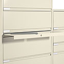 Optional posting shelves fit smoothly over the locking mechanism to provide full access.
