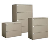 Fixed front lateral file cabinets.