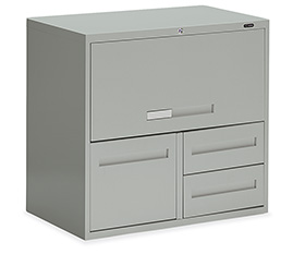 File Taxi is a locking office-in-a-box – a handy work surface and convenient wagon-style pull handle.