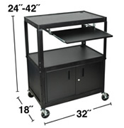 Adjustable Height Mobile Media Cart with Pullout.