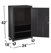 Mobile Cabinet Cart with Two Adjustable Shelves.