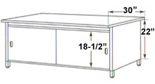 CTA Series Console Tables adjust in height from 28" to 36" in one-inch increments.