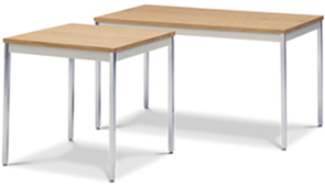 Work tables provide surface space for a variety of tasks.