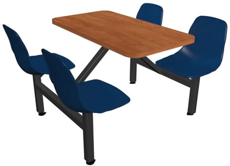 Jupiter 4 Seats Table with Shell Chairheads.