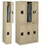 Assembled Double-Tier Personal Storage Lockers.